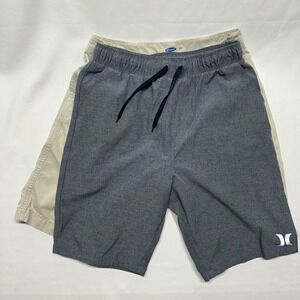 Hurley Large Gray Shorts and Old Navy 28 Khaki 2 Pair Lot Boy Shorts